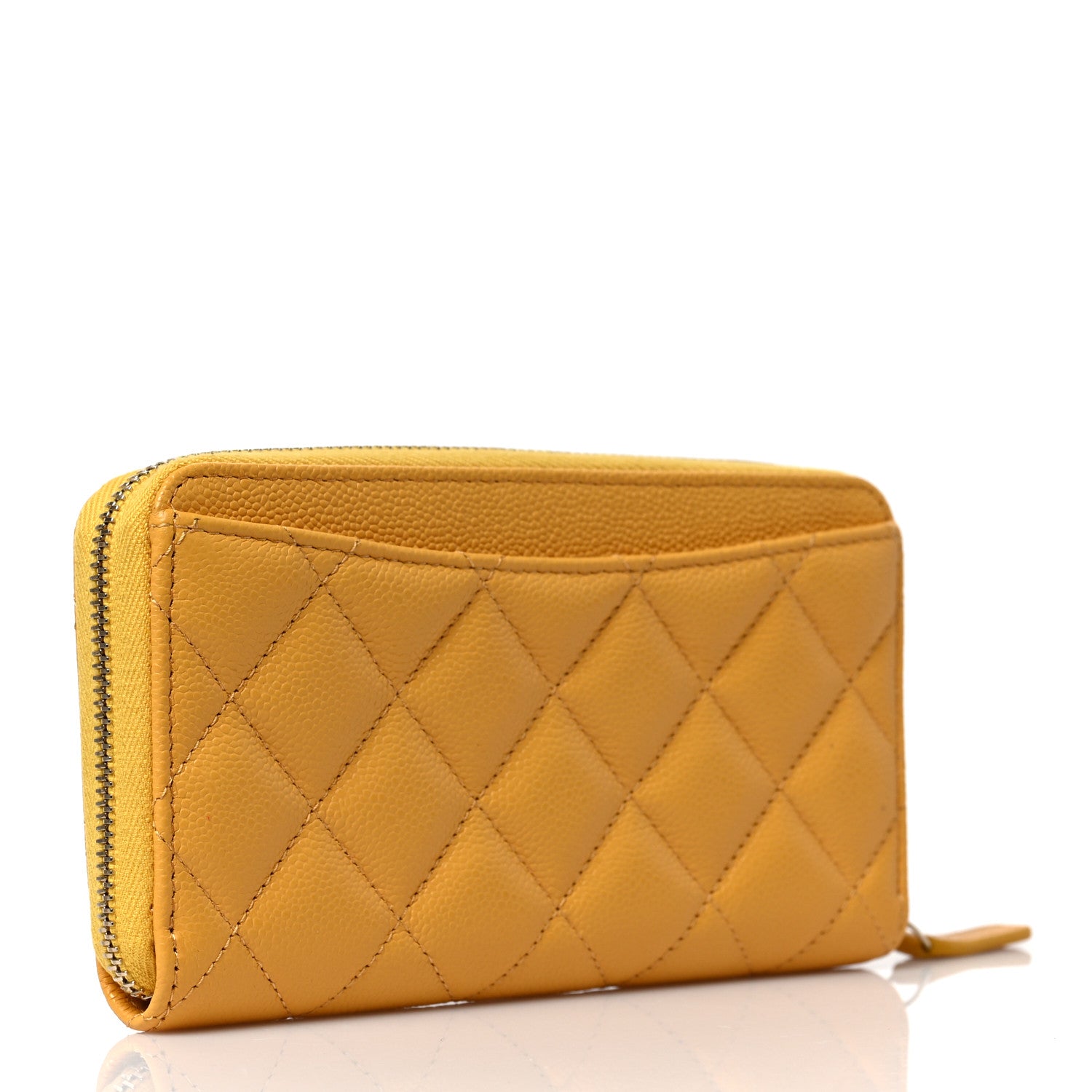 Chanel Caviar Quilted Medium Zip Around Wallet Yellow 3 of 9