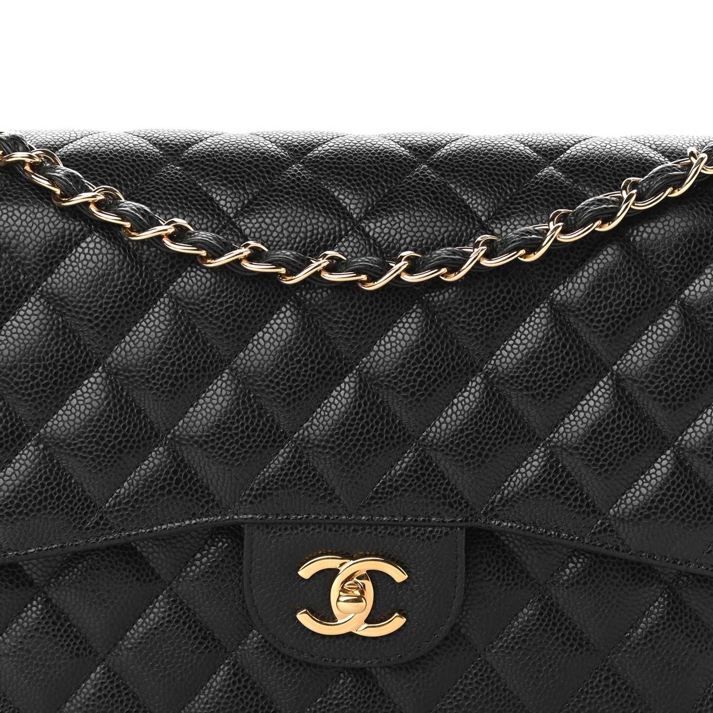 Caviar Quilted Jumbo Double Flap Black