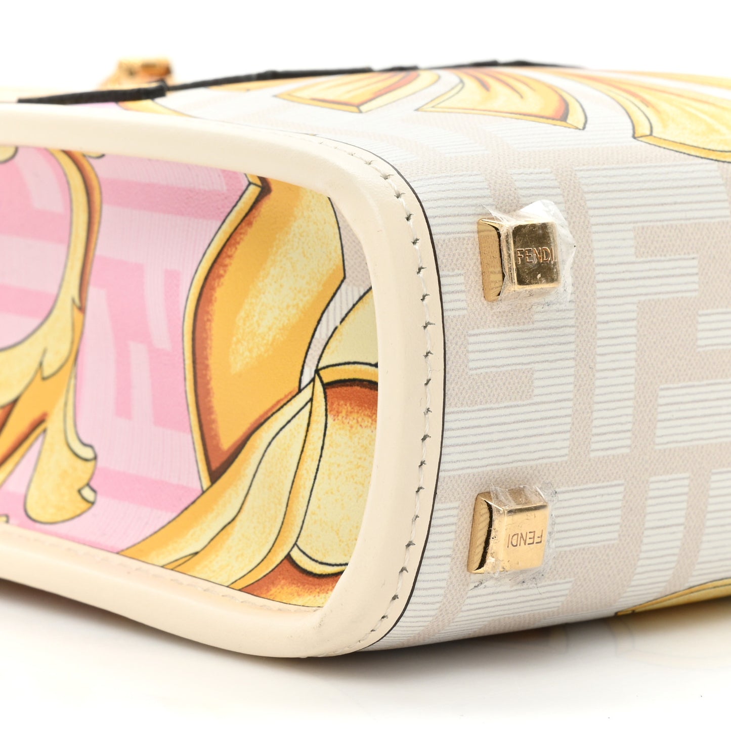X VERSACE Calfskin Plexiglass Fendace FF Baroque Mini Fendi Sunshine Shopper Tote Gold Rosa White Ice Ciad