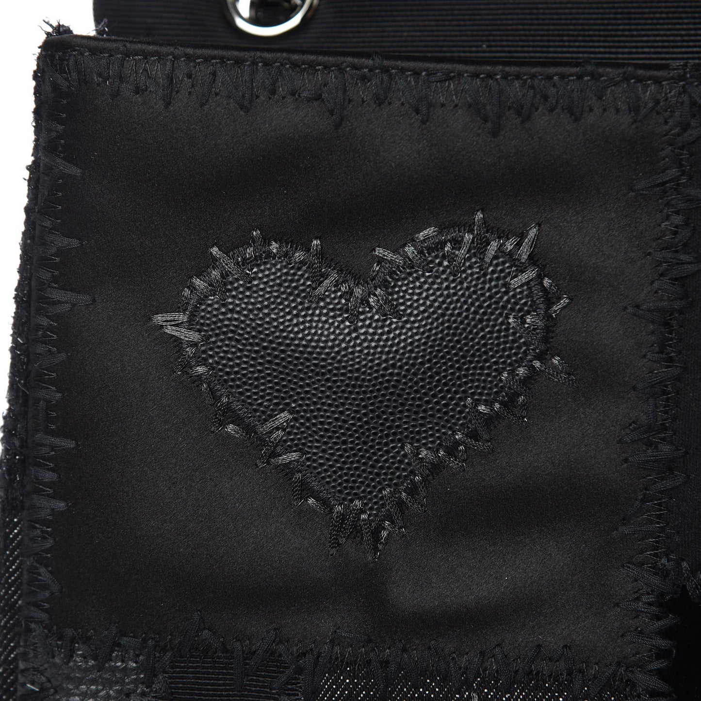 Tweed Patchwork Jumbo Single Flap Black