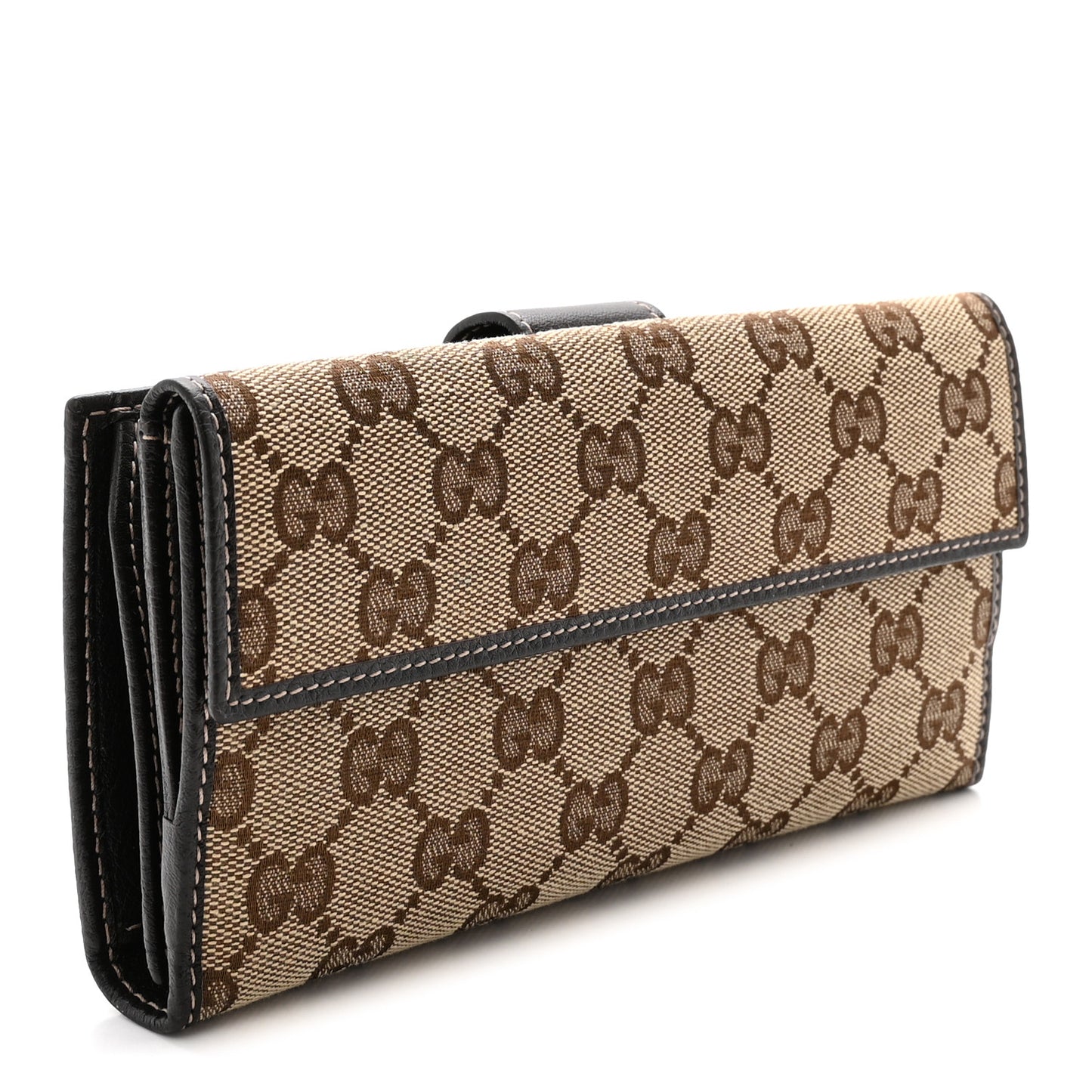GG Plus Monogram Icon Bar Continental Flap Wallet Dark Brown