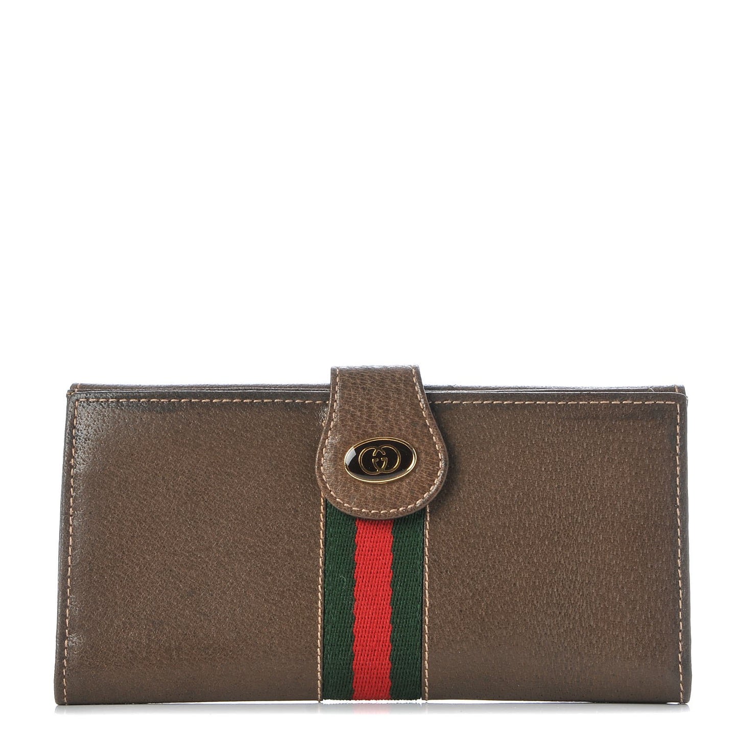 Calfskin Web Wallet Brown