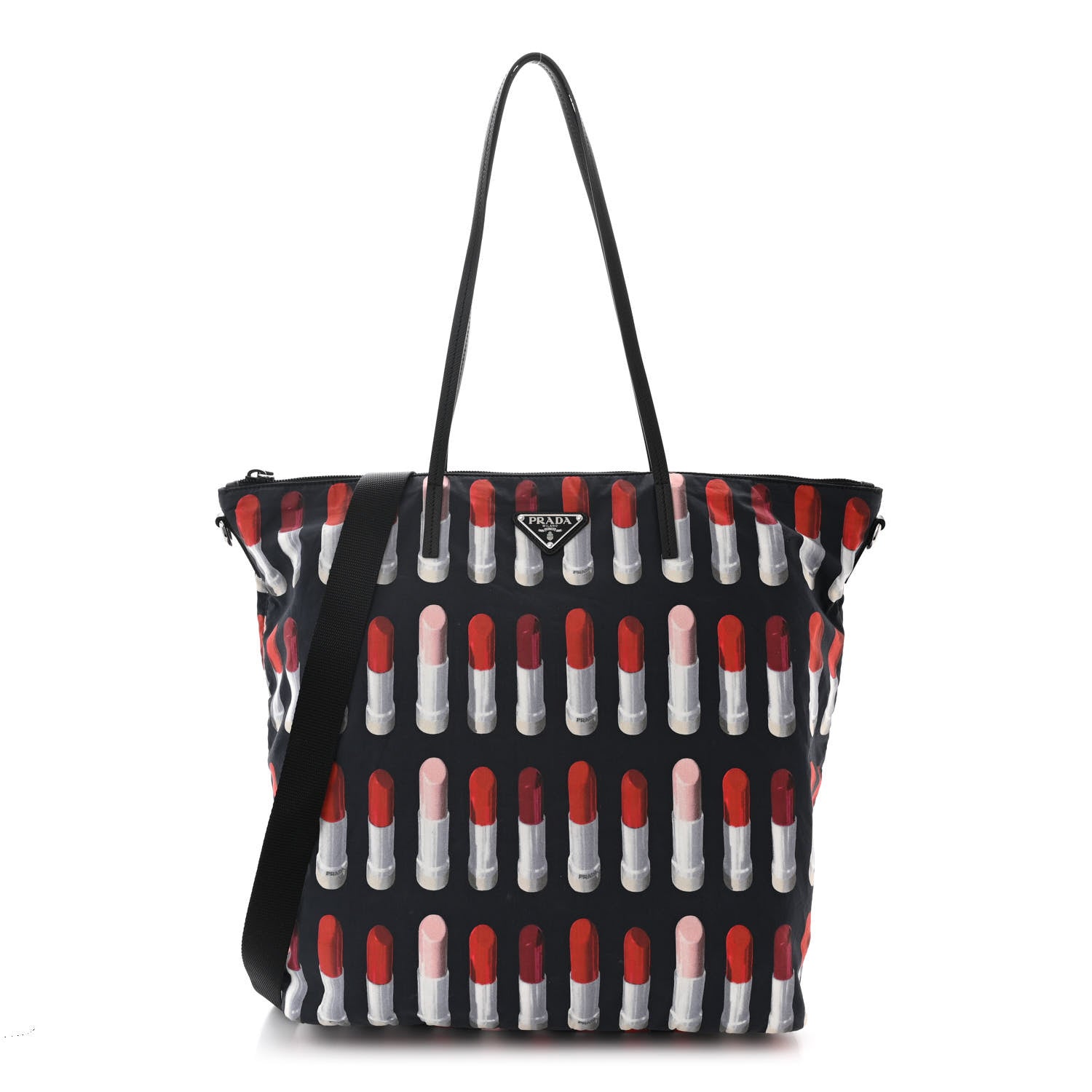 Prada Tessuto Nylon Saffiano Lipstick Print Tote 1539468