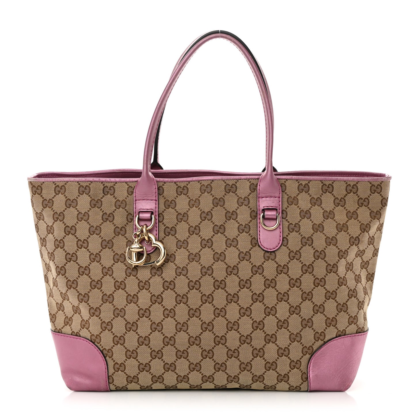 Monogram Large Heart Bit Charm Top Handle Tote Pink