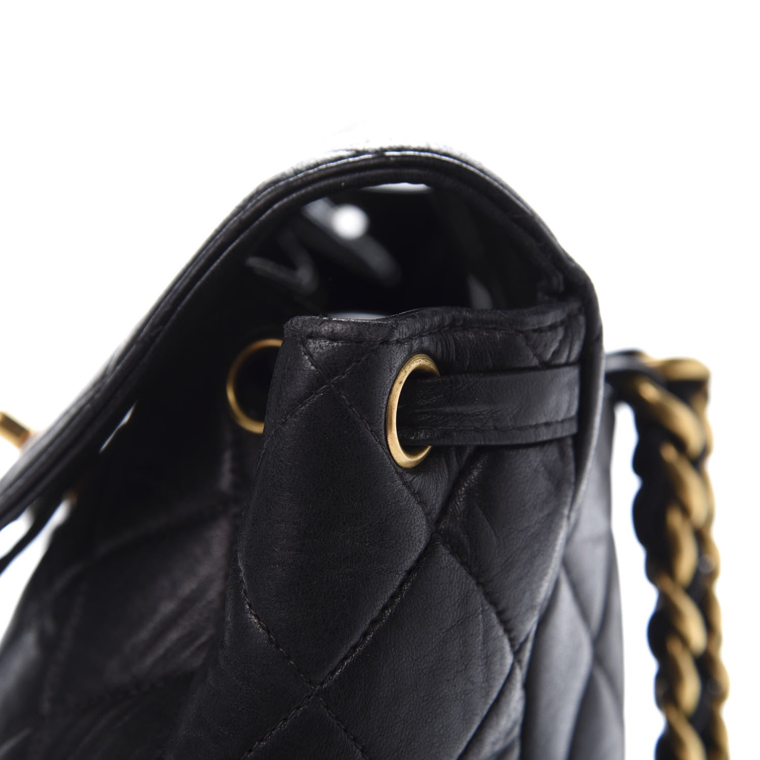 Chanel Lambskin Quilted Drawstring Backpack Black 13 of 16