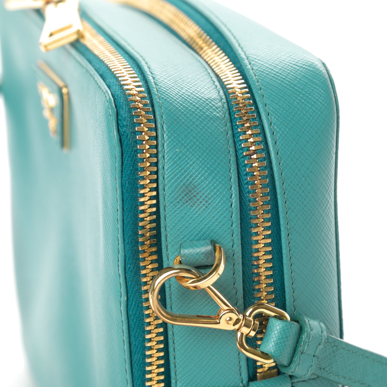 Prada Saffiano Double Zip Camera Bag Turchese 16 of 17