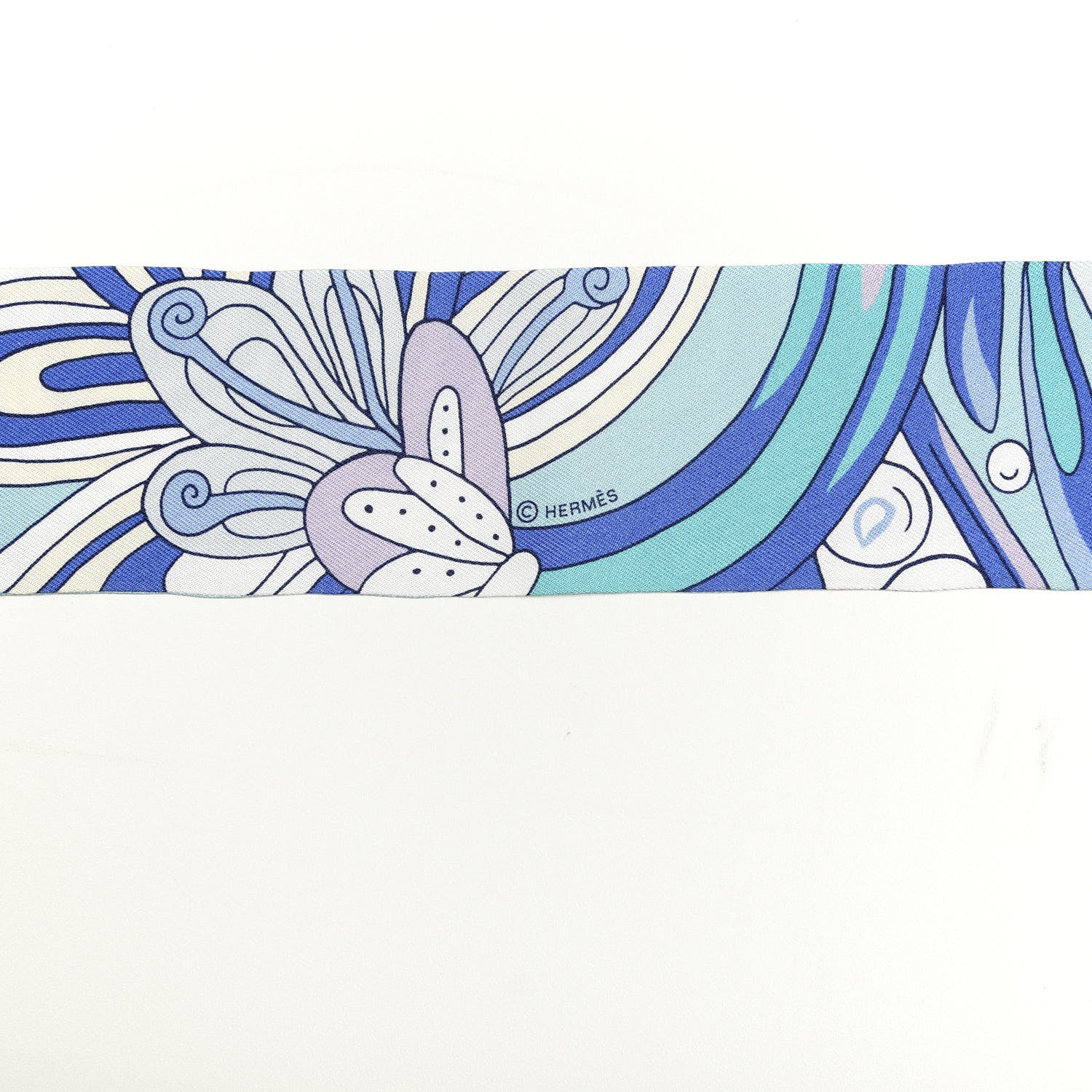 Hermes Silk Le Jardin de la Maharani Twilly Bleu Glacier Turquoise 3 of 5