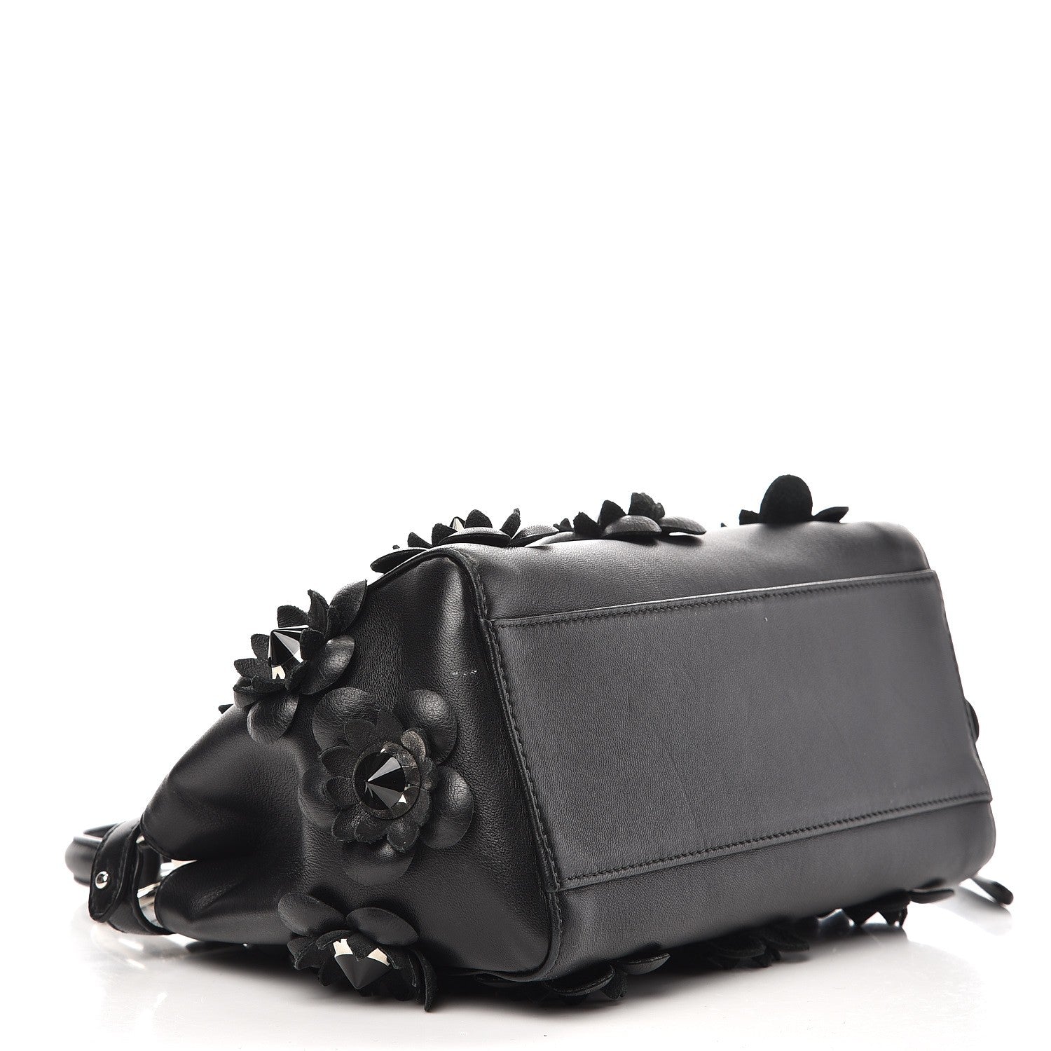 Fendi Nappa Flowerland Mini Peekaboo Iconic Satchel Black 4 of 8