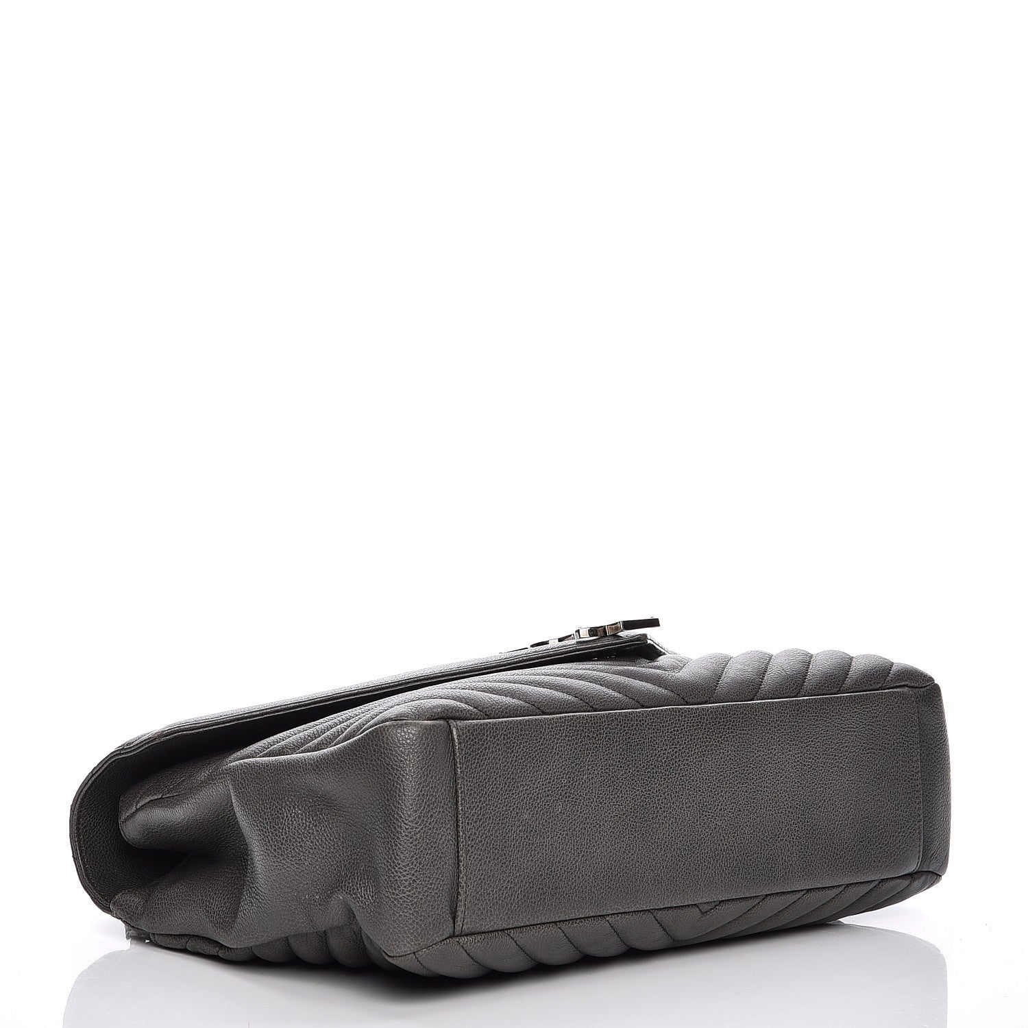 Saint Laurent Sheepskin Matelasse Chevron Monogram Large College Satchel Grey 5 of 15