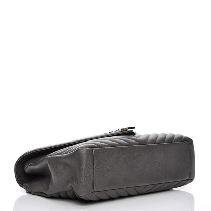 Saint Laurent Sheepskin Matelasse Chevron Monogram Large College Satchel Grey 5 of 15