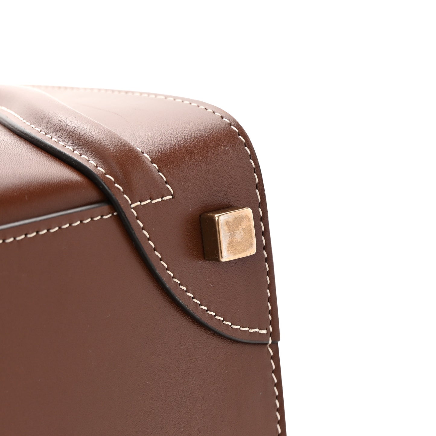 Satinated Natural Calfskin Micro Luggage Dark Brown