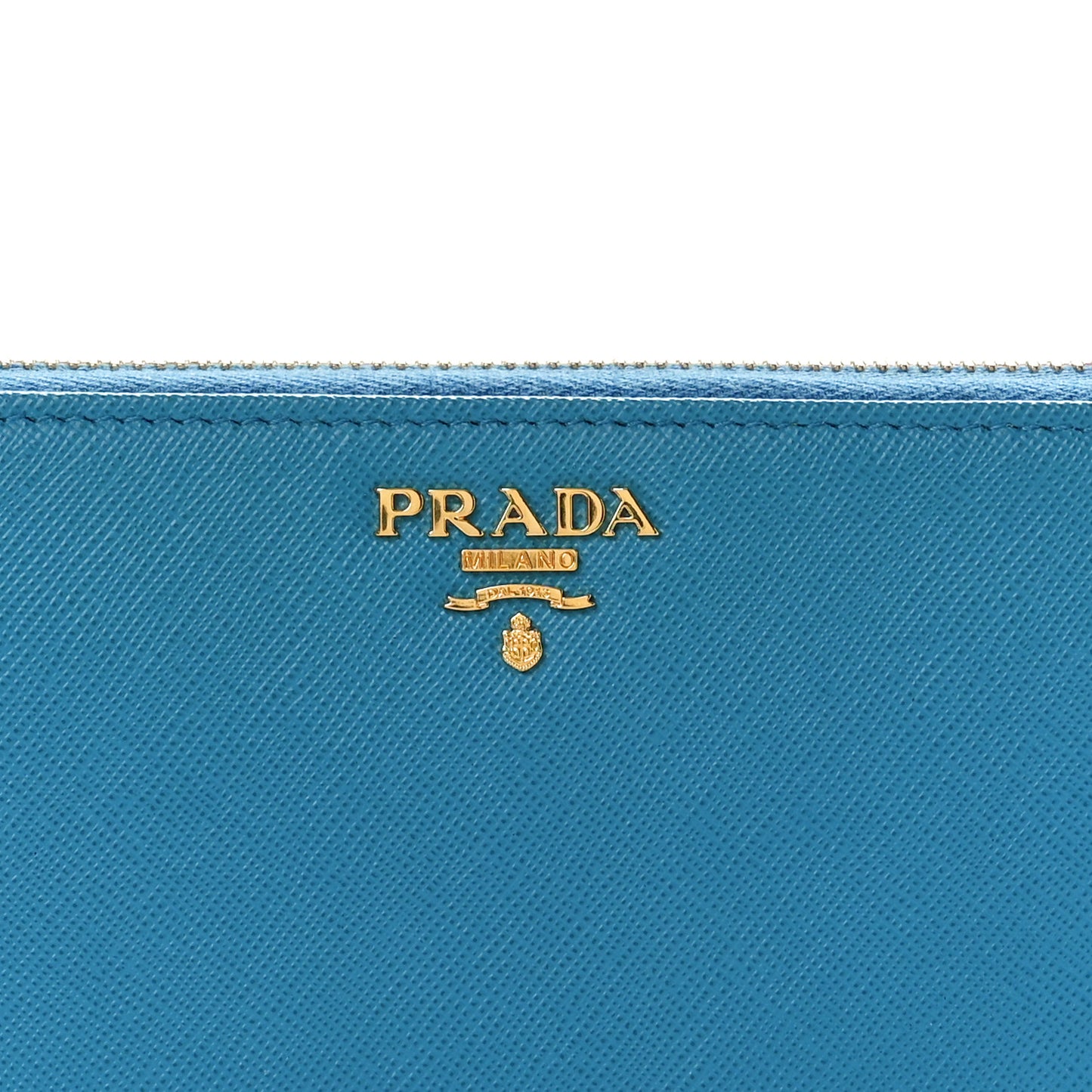 Saffiano Metal Zip Around Wallet Celeste