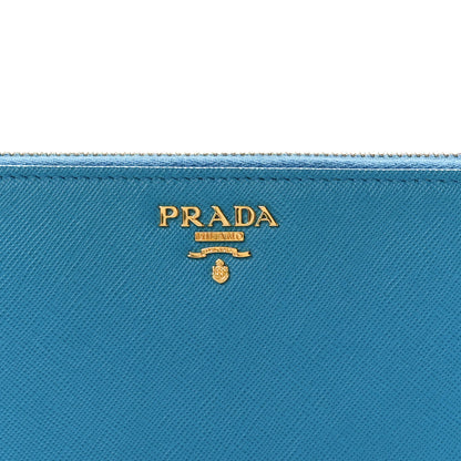 Prada Saffiano Metal Zip Around Wallet Celeste 7 of 7