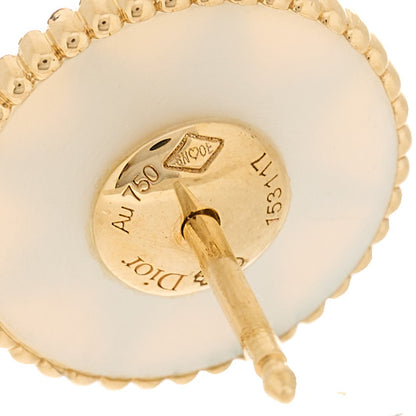 Christian Dior 18K Yellow Gold Diamond Mother Of Pearl Large Rose Des Vents Earrings 4 of 5