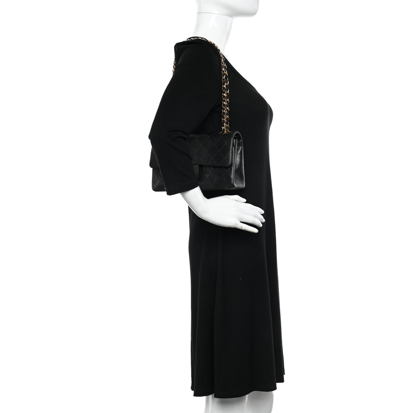 Lambskin Quilted Small Double Flap Black