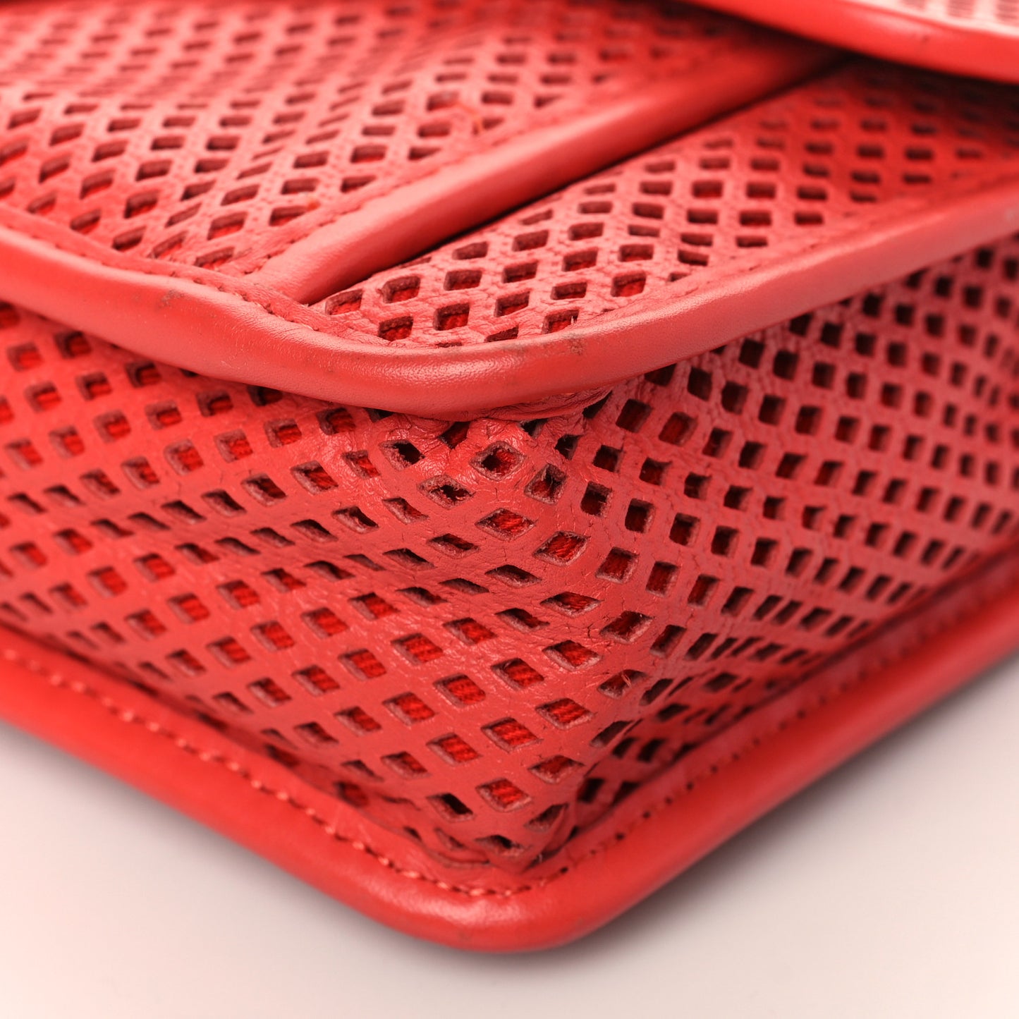 Perforated Calfskin Up In The Air Flap Red