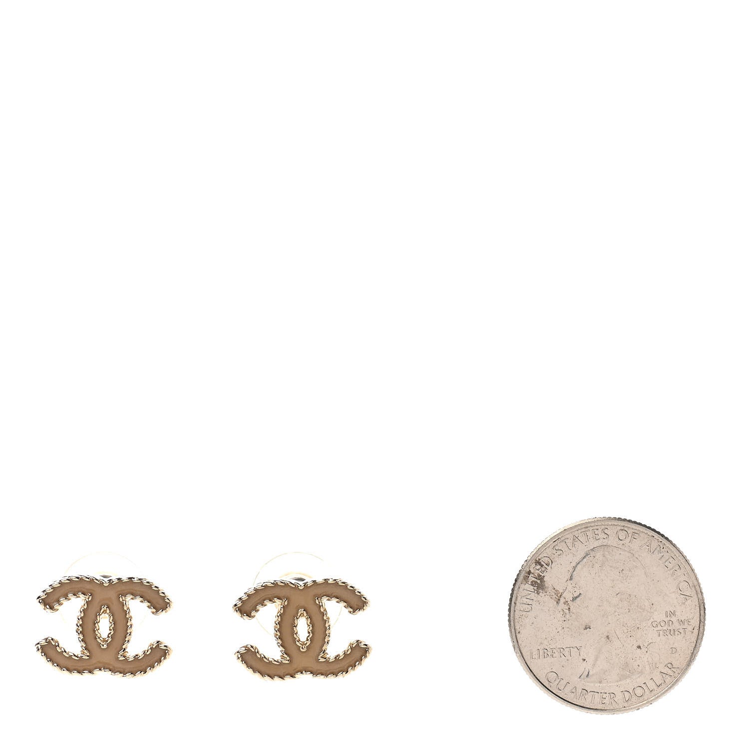 Chanel Enamel CC Earrings Beige Gold 2 of 4