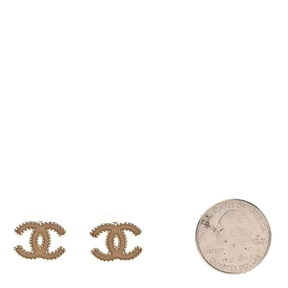 Chanel Enamel CC Earrings Beige Gold 2 of 4