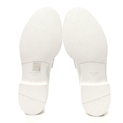 Prada Spazzolato Metal Triangle Logo 50mm Loafers 39.5 White 5 of 10