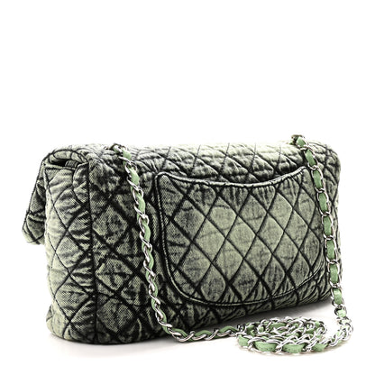 Chanel Denim Quilted Denimpression Flap Green Black 3 of 10