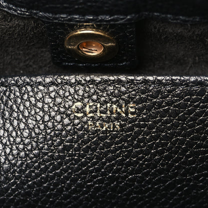 Celine Calfskin Cuir Small Triomphe Cabas Drawstring Black 5 of 7