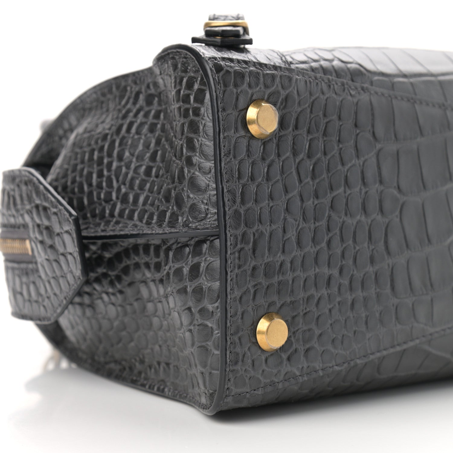 Balenciaga Extra Supple Calfskin Crocodile Embossed Neo Classic Gold Hardware S City Dark Grey 9 of 10