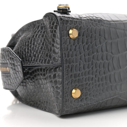 Balenciaga Extra Supple Calfskin Crocodile Embossed Neo Classic Gold Hardware S City Dark Grey 9 of 10