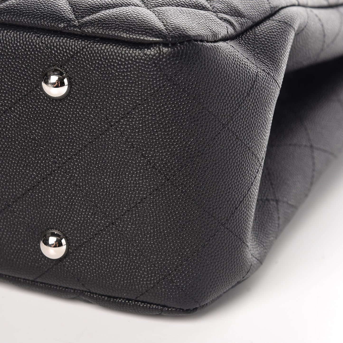 Caviar Quilted Large Shopping Tote Black