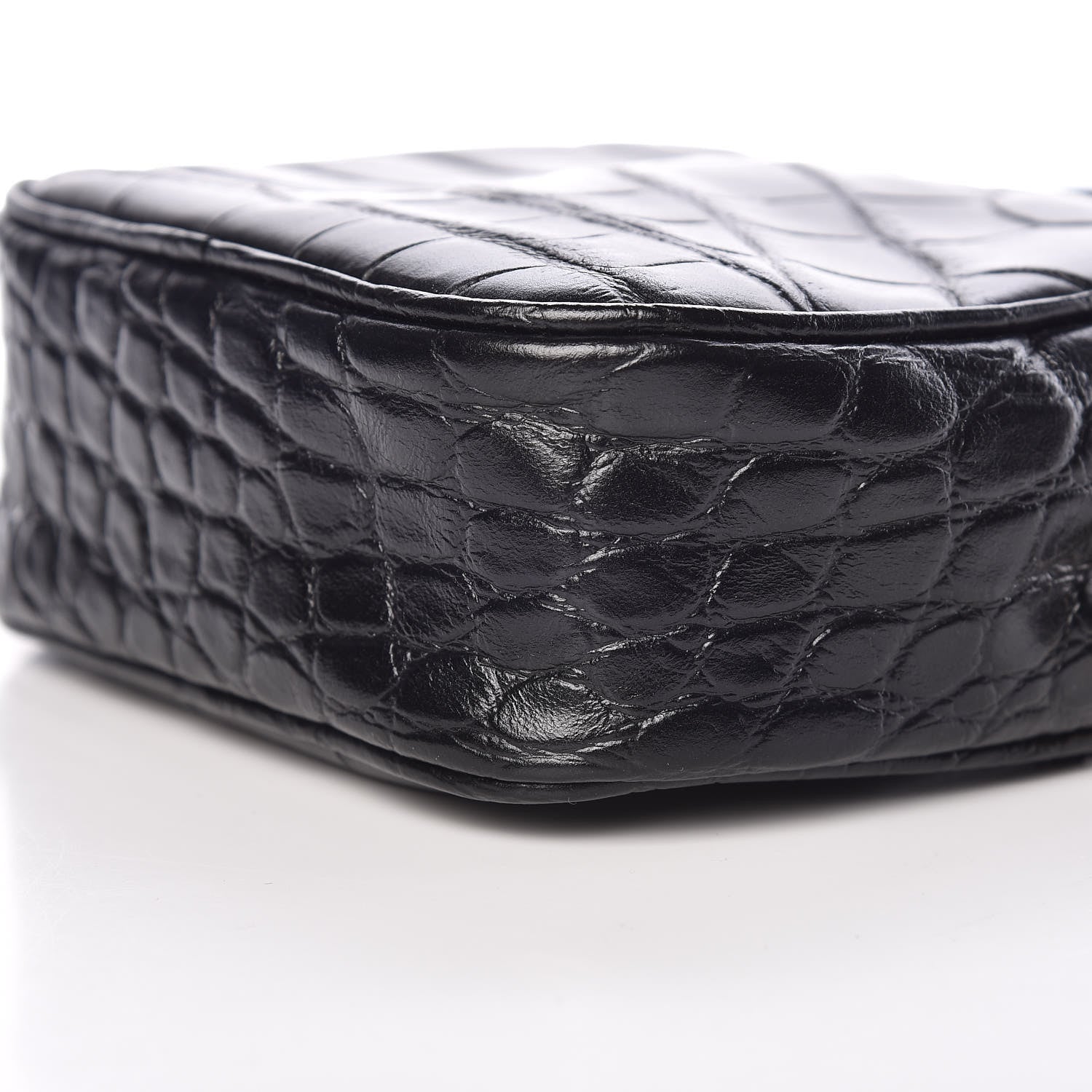 Alexander McQueen Calfskin Crocodile Embossed Mini Camera Shoulder Bag Black 6 of 10