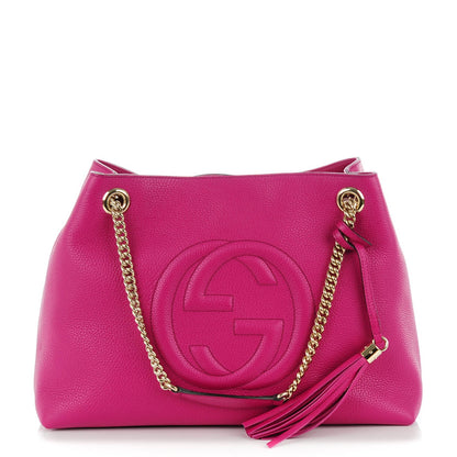 Gucci Cellarius Calfskin Medium Soho Chain Shoulder Bag Bright Bouganville 1 of 7