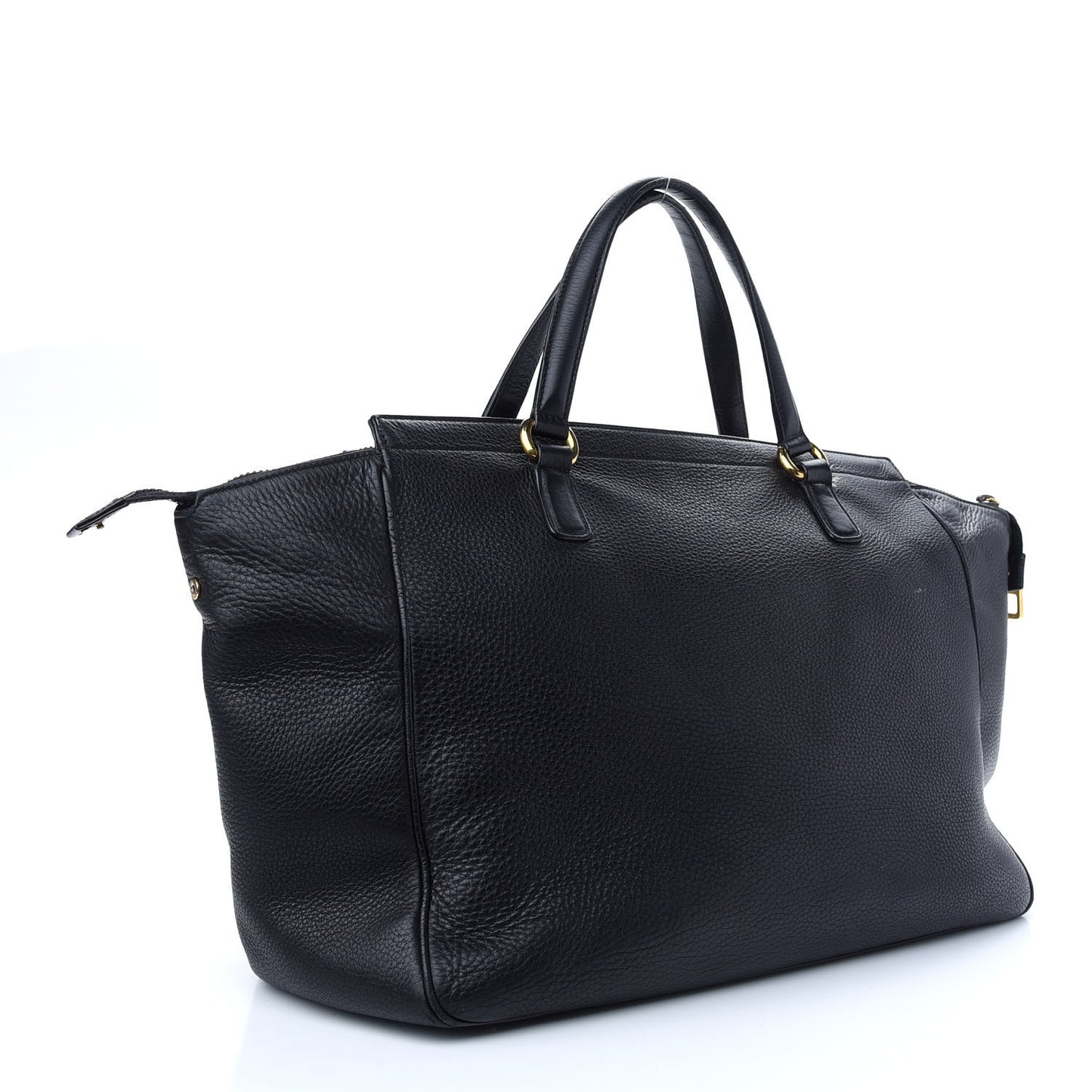 Pebbled Calfskin Medium 1973 Top Handle Satchel Black