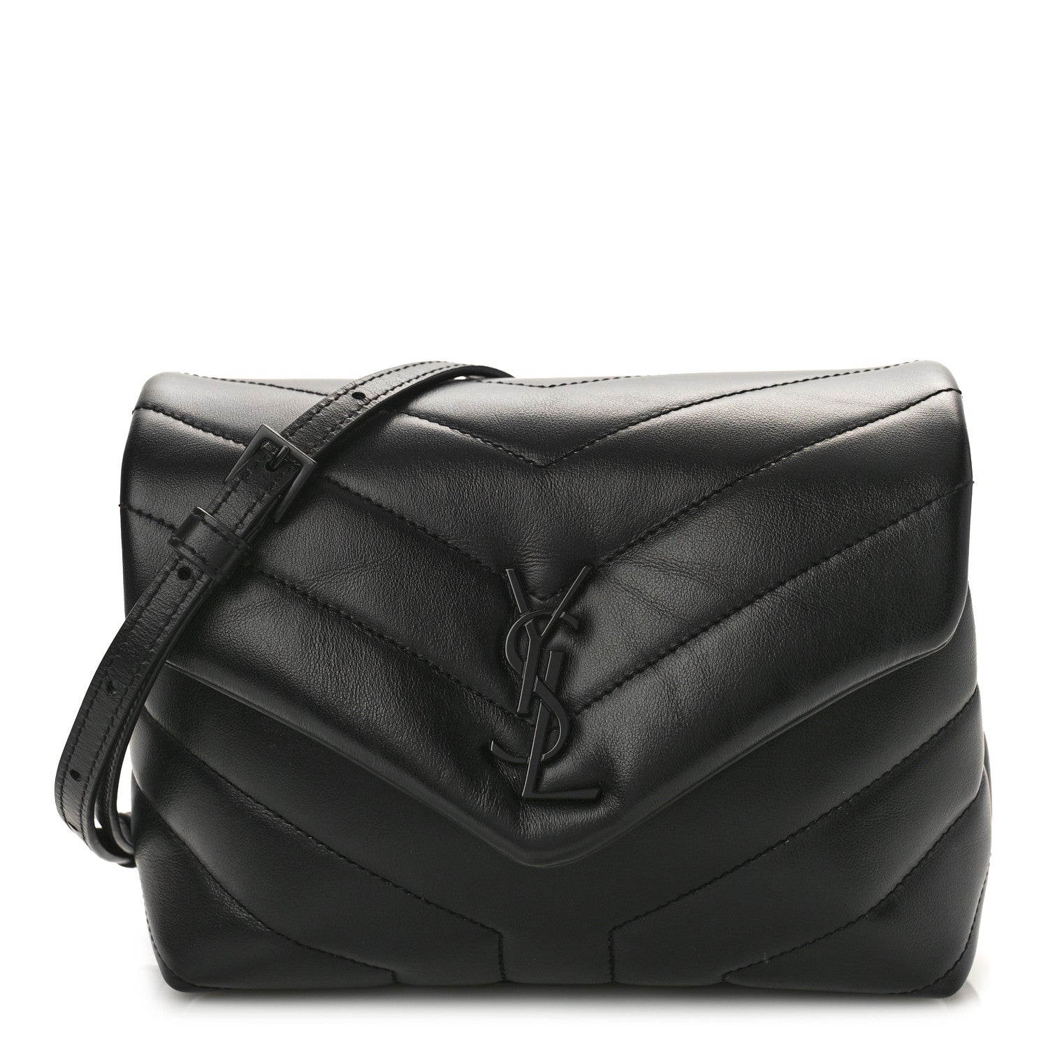 Saint Laurent Calfskin Y Quilted Monogram Monochrome Toy Loulou Crossbody Bag Black 1 of 8