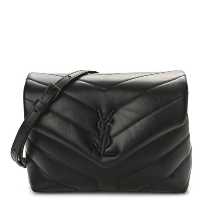 Saint Laurent Calfskin Y Quilted Monogram Monochrome Toy Loulou Crossbody Bag Black 1 of 8