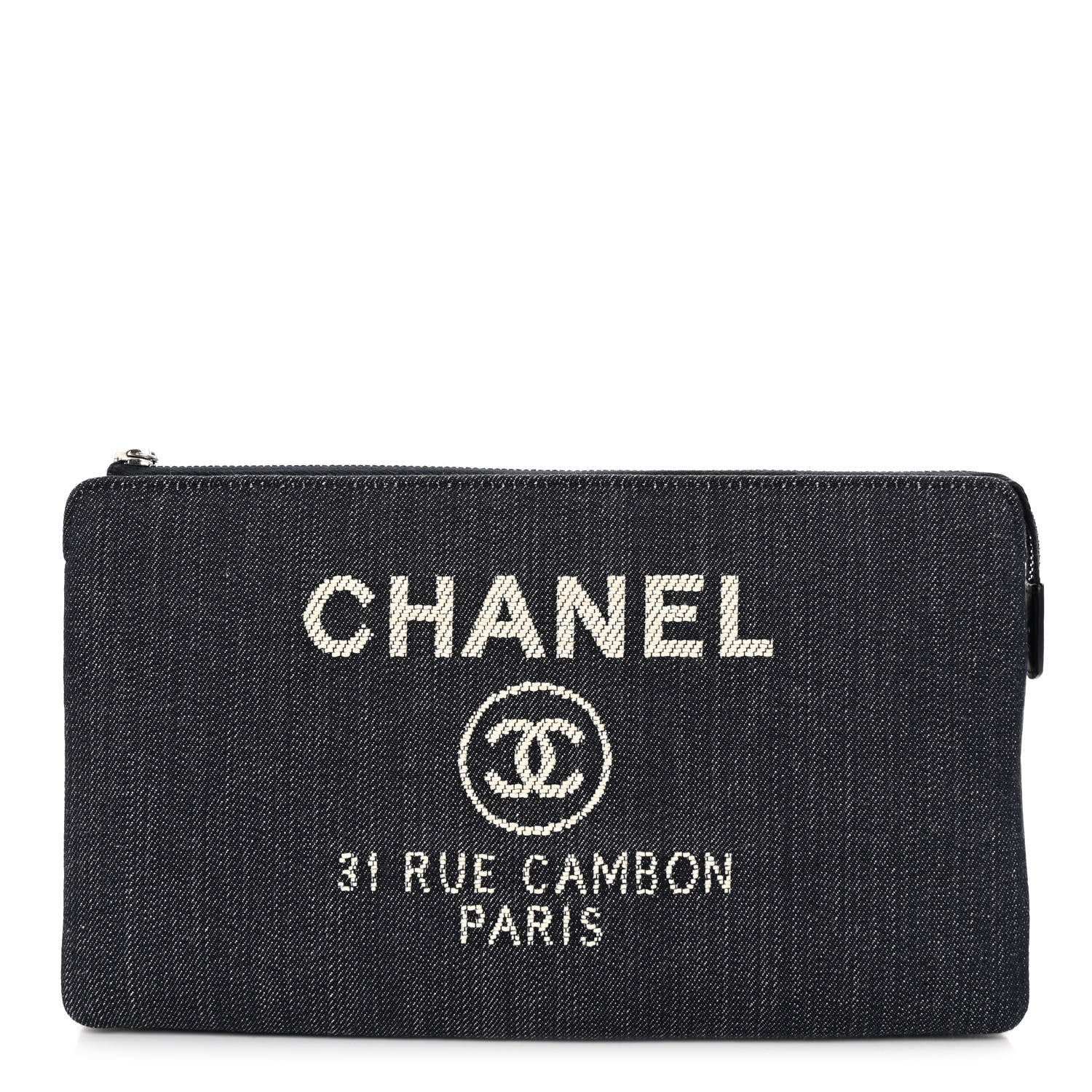 Chanel Denim Small Deauville Zipped Pouch Dark Blue 1 of 12