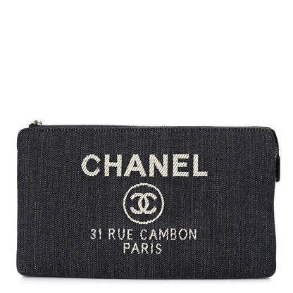 Chanel Denim Small Deauville Zipped Pouch Dark Blue 1 of 12