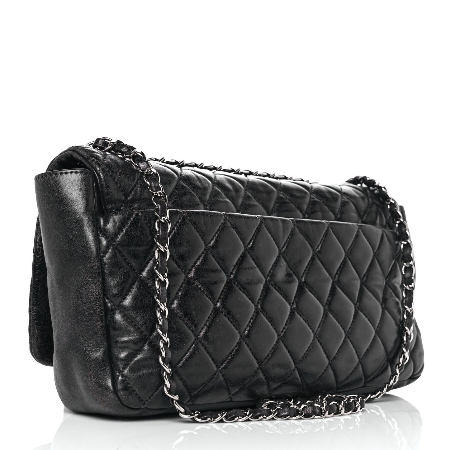 Lambskin Quilted Jumbo Coco Rain Flap Black
