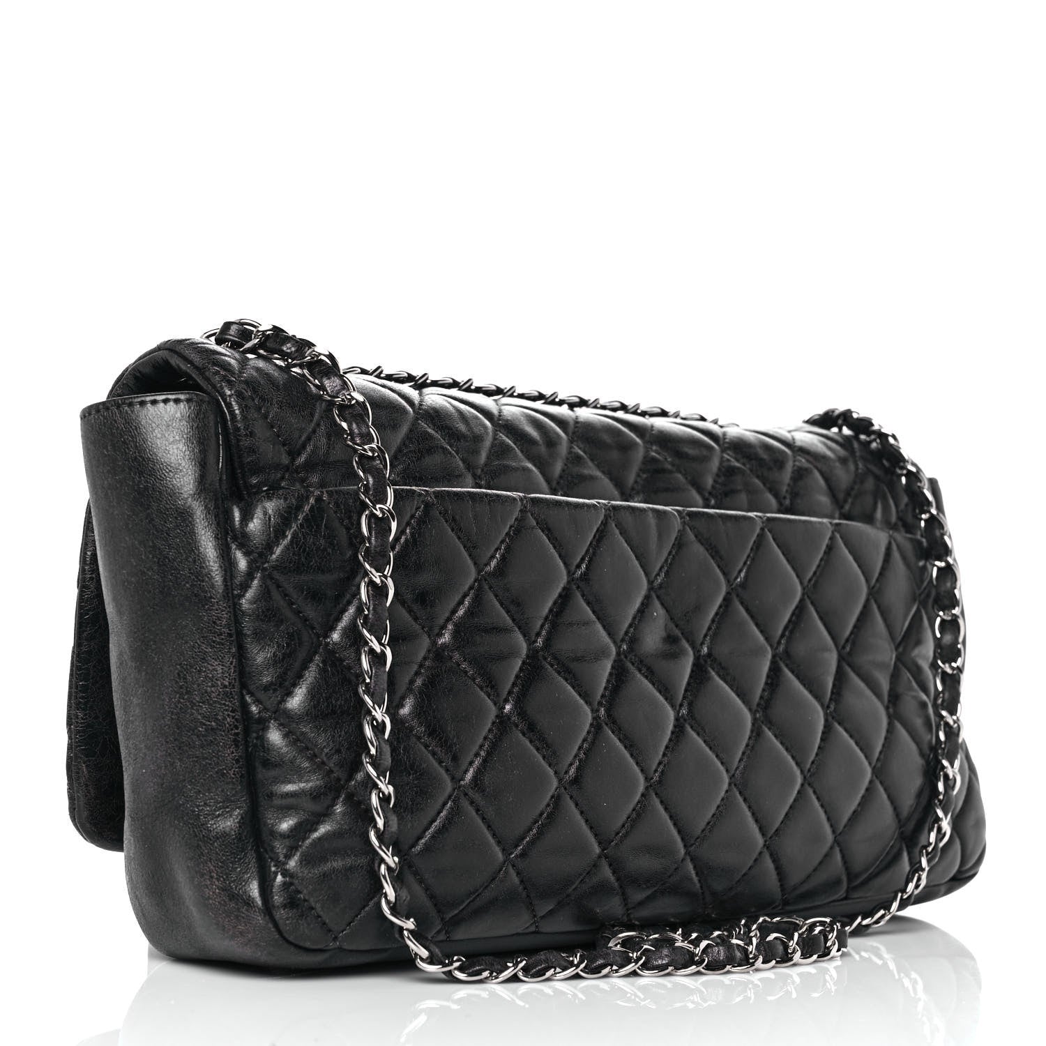 Chanel Lambskin Quilted Jumbo Coco Rain Flap Black 4 of 14