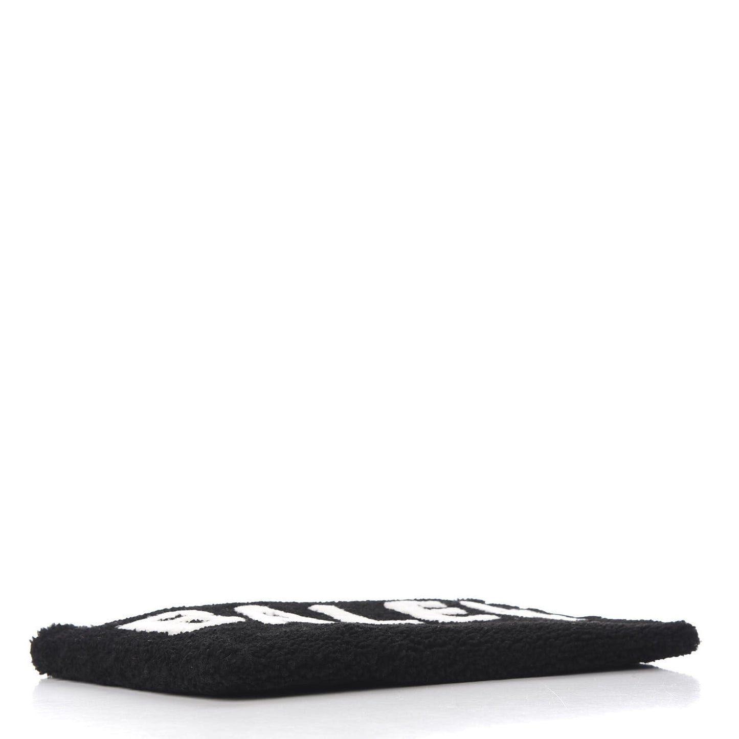 Sheepskin Shearling Contrasted Logo Large Zip Pouch Black