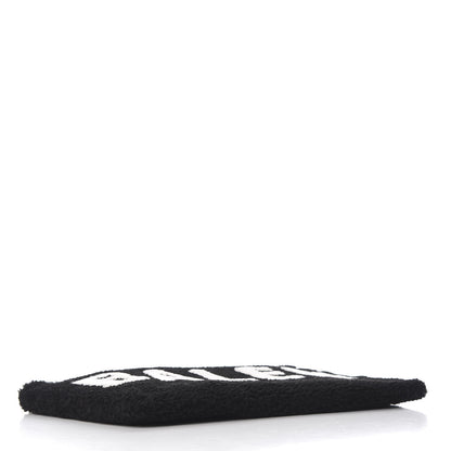 Balenciaga Sheepskin Shearling Contrasted Logo Large Zip Pouch Black 3 of 8