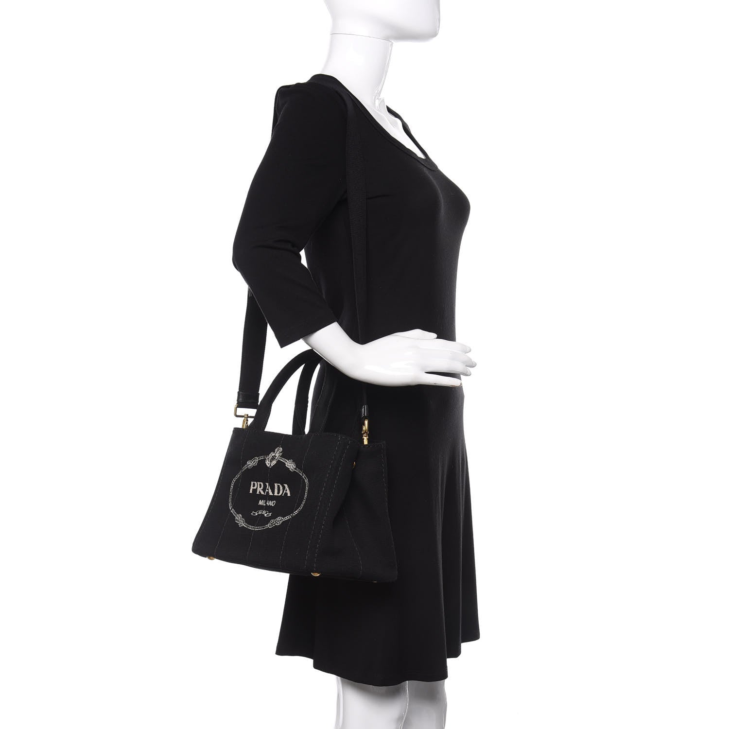 Prada Canapa Small Logo Tote Black 2 of 9
