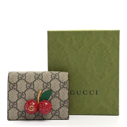 Gucci GG Supreme Monogram Cherry Embellished Card Case Wallet Hibiscus Red 8 of 8