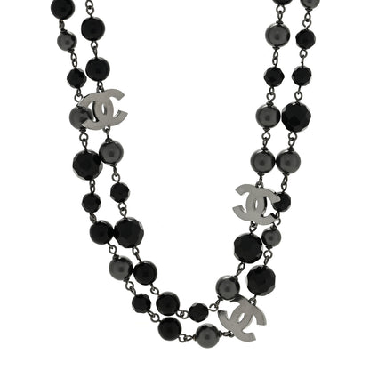 Chanel Ruthenium Beaded CC Long Necklace Black 1 of 4