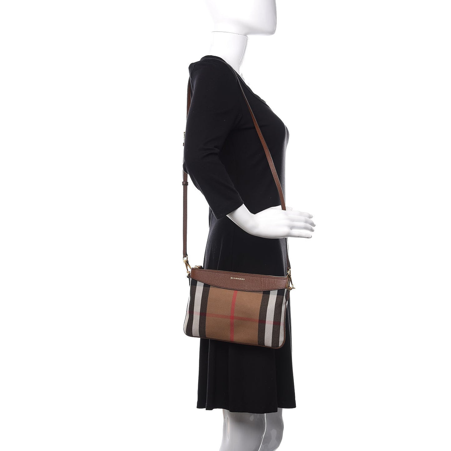 House Check Derby Peyton Crossbody Clutch Bag Tan
