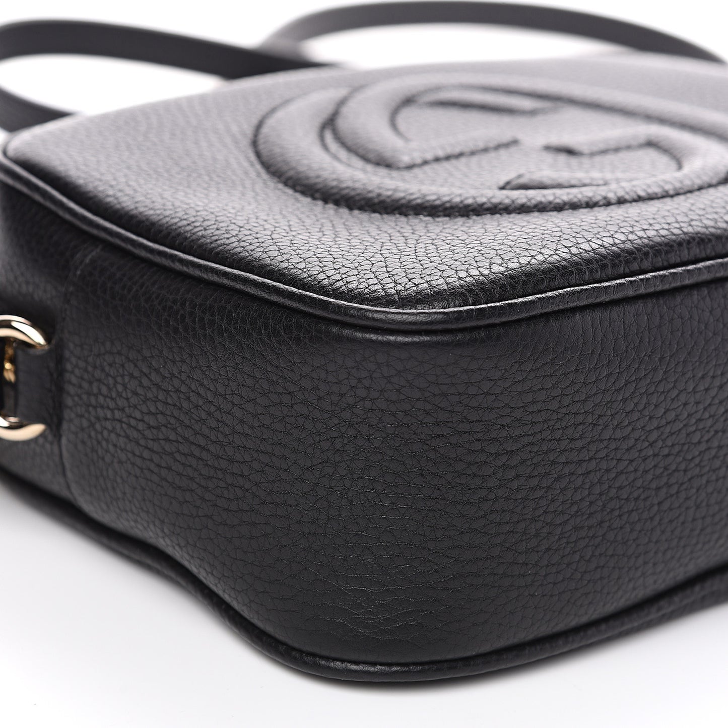 Pebbled Calfskin Small Soho Disco Bag Black