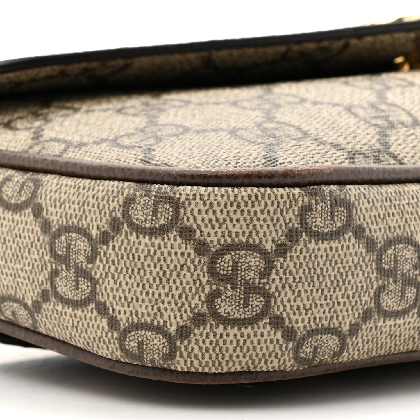 GG Supreme Monogram Textured Dollar Calfskin Web Mini Ophidia Envelope Shoulder Bag Beige Ebony New Acero