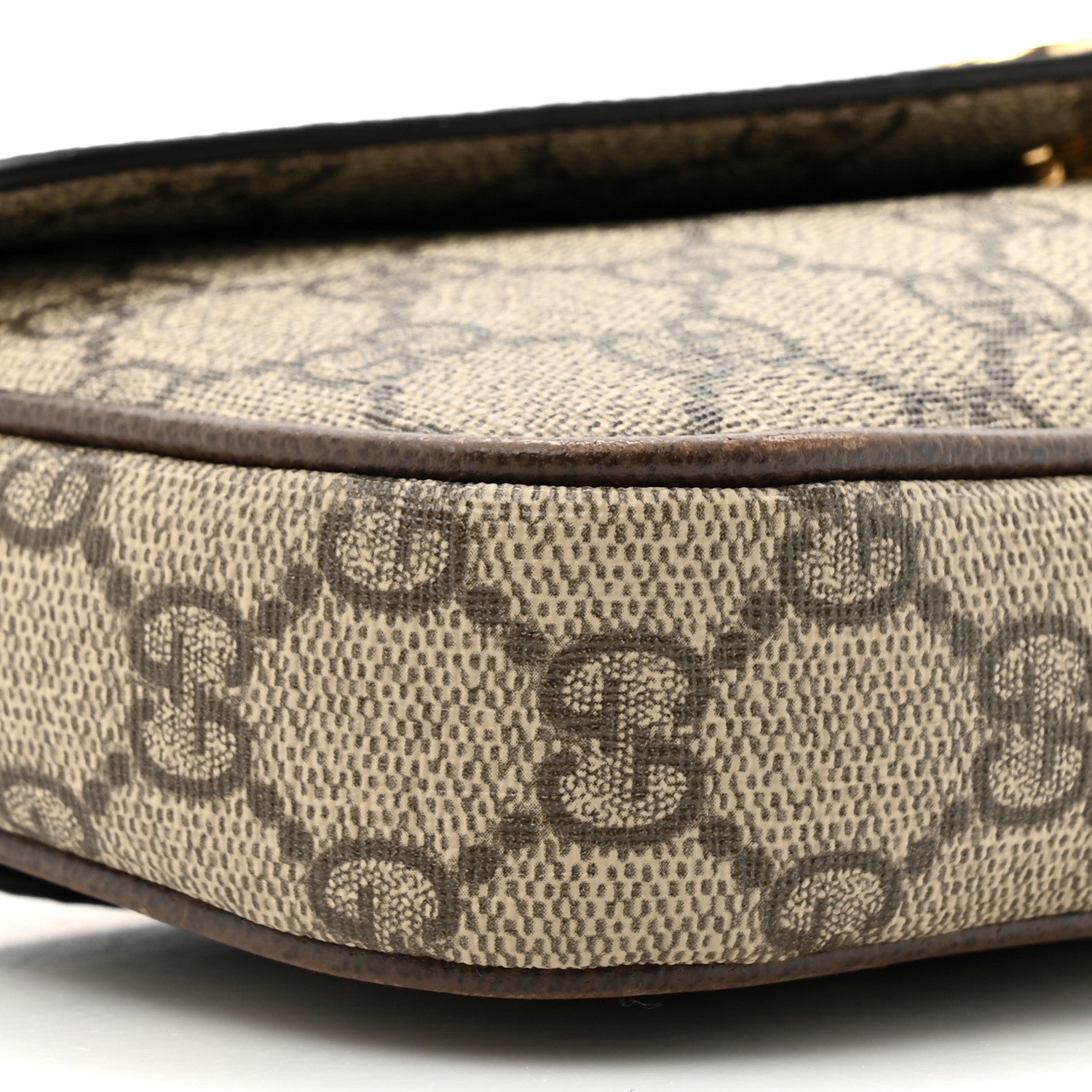 Gucci GG Supreme Monogram Textured Dollar Calfskin Web Mini Ophidia Envelope Shoulder Bag Beige Ebony New Acero 10 of 14