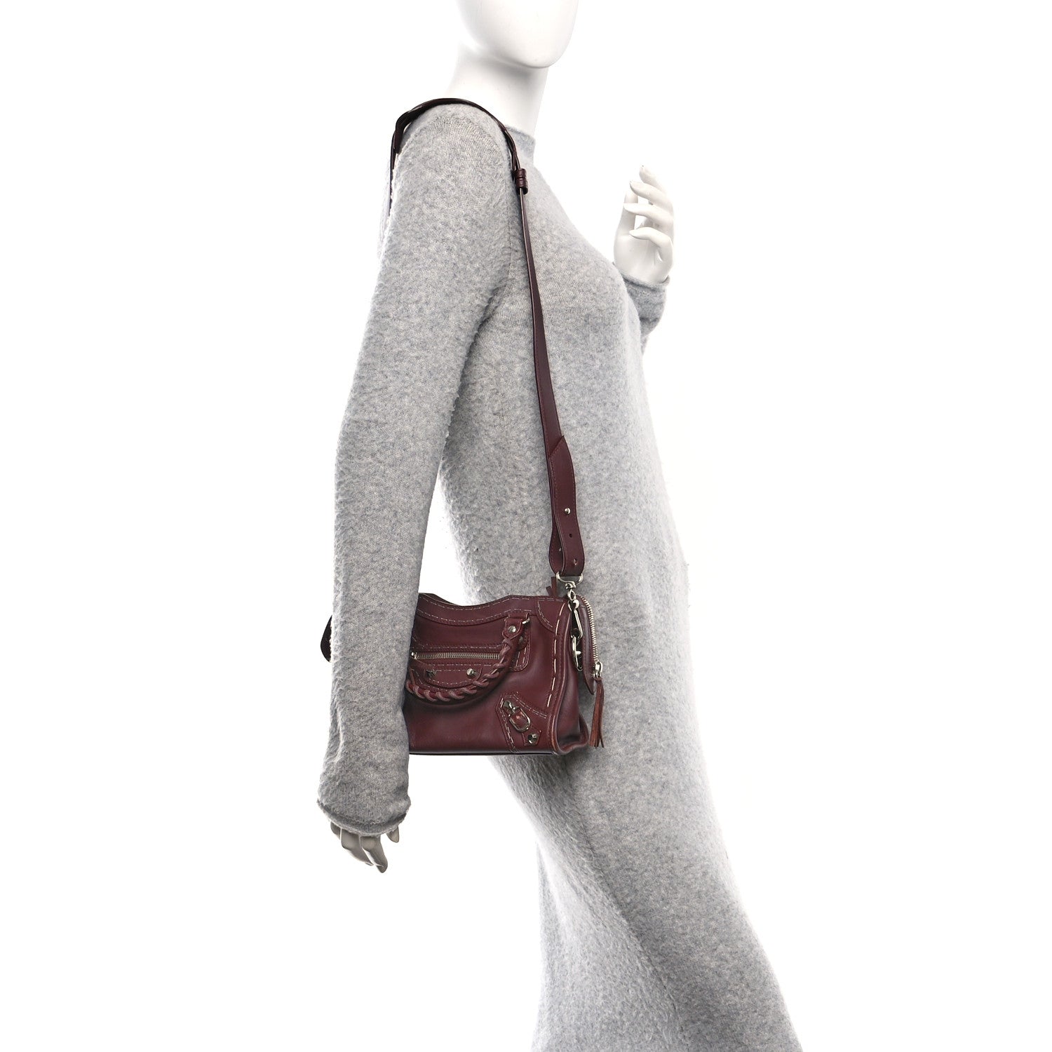 Balenciaga Calfskin Topstitch Classic Silver Hardware Mini City Rouge Lie De Vin 3 of 12