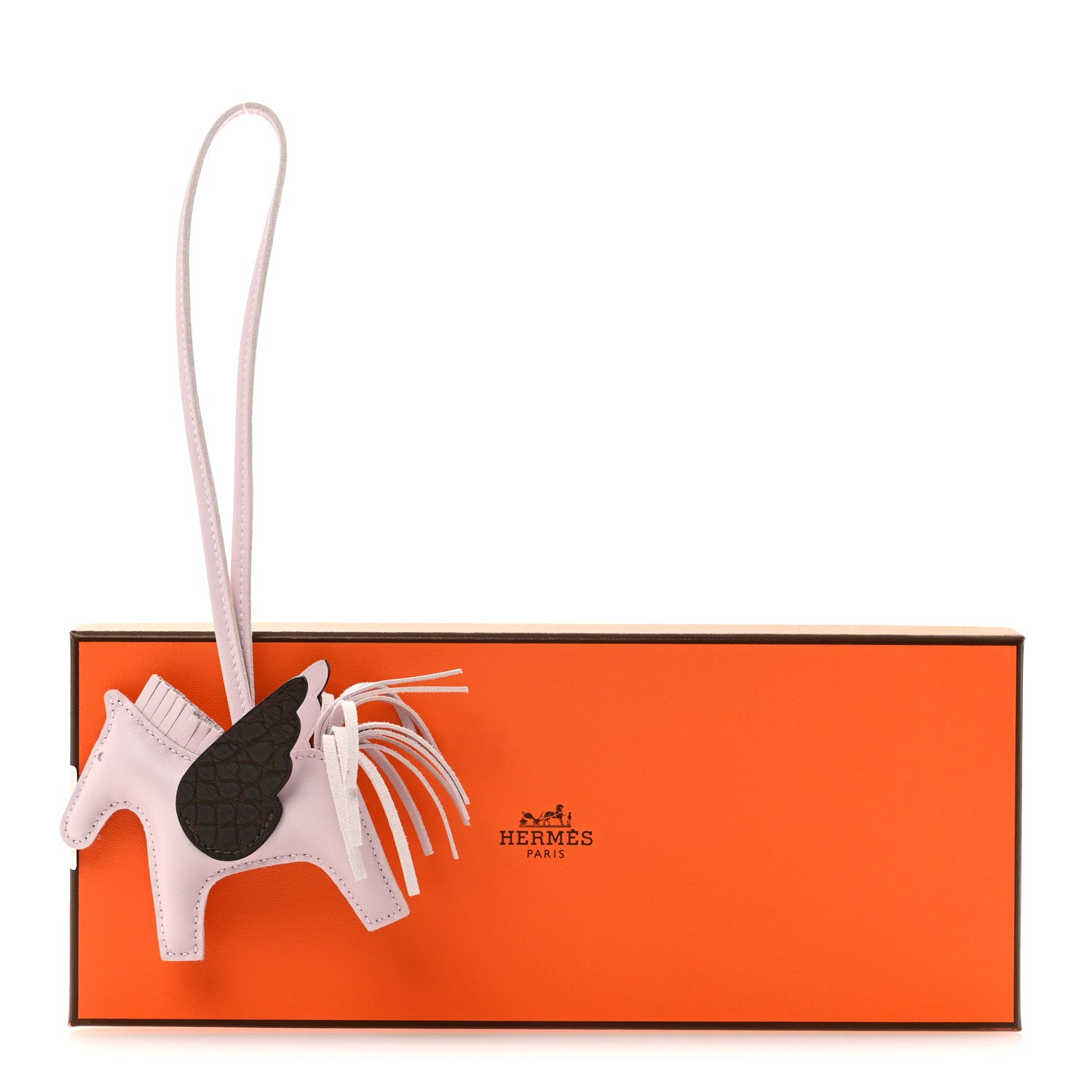 Hermes Milo Lambskin Matte Alligator Touch Grigri Rodeo Pegase Horse Bag Charm PM Mauve Pale Ebene 7 of 7