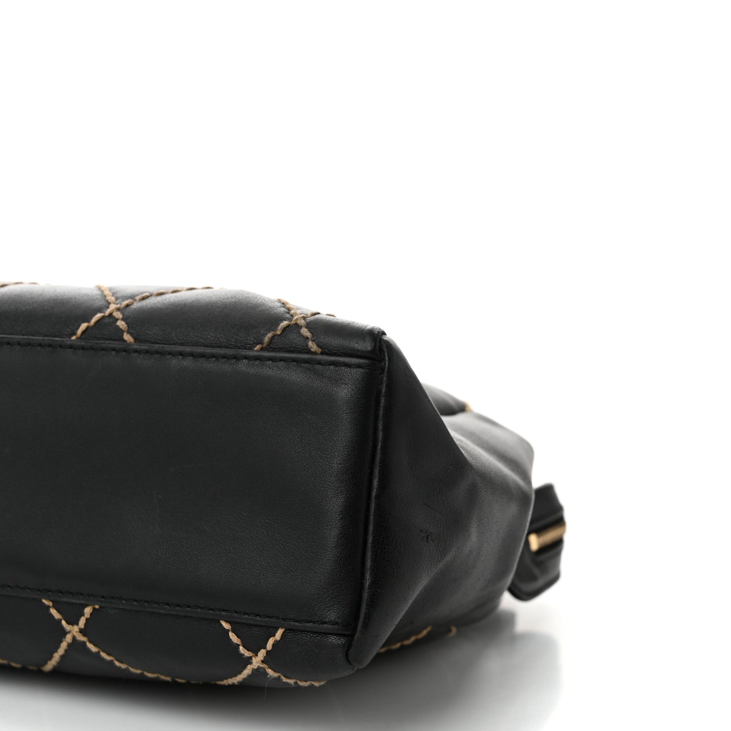 Calfskin Wild Stitch Shoulder Bag Black