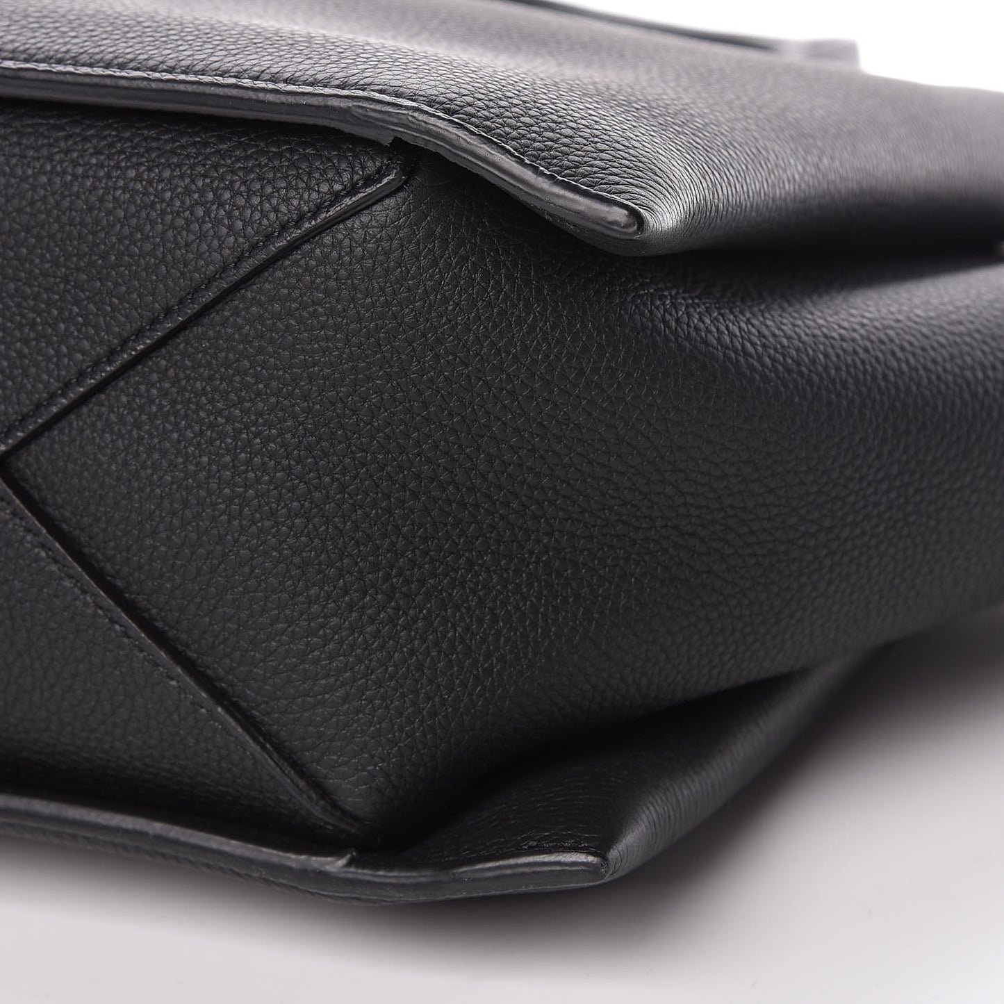 Baby Grained Calfskin Medium Tri-Fold Bag Black